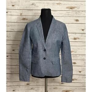 J. Crew classic preppy cotton chambray single-breasted 'Schoolboy' blazer Size 2